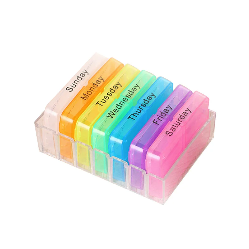 

Portable 7 Days Weekly Pill Organizer Tablet Pill Storage Box Plastic Medicine Box Splitters Health Care Tool Makeup Organizer