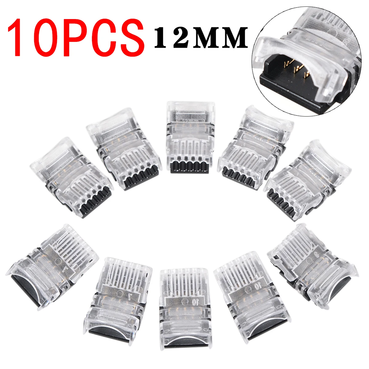 10pcs 5 pin LED Strip Connector Waterproof IP65 5050 LED Light Quick Connectors Mayitr Lighting Accessories