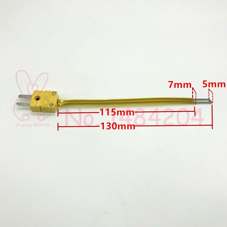 2x Тип K термопары 0~ 250C Вилка Терминал ультра тонкий полиимидный пленочный зонд 7 мм* 130 мм Датчик температуры Миниатюрный разъем