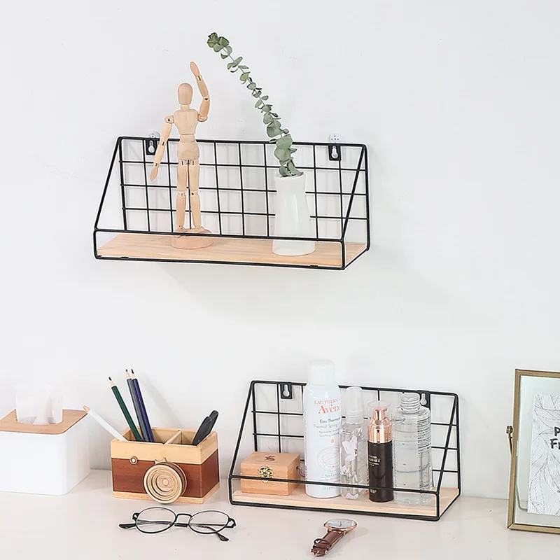 

Nordic Wall Decoration Storage Shelf Vintage Metal Iron Sundries Storage Rack Decorative Wall Shelves Organizador Flower Holder