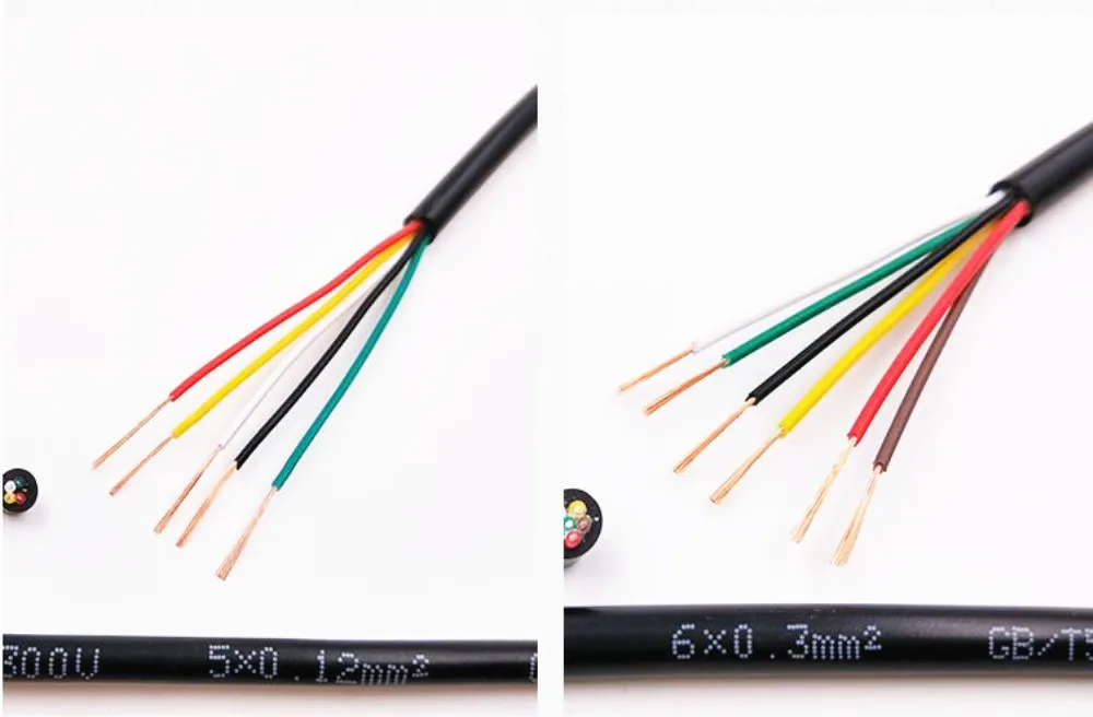 22 AWG 0.3MM2 RVV 2/3/4/5/6/7/8/10/12/14/16/18 ядер шпильки Медный провод электрический кабель RVV черного цвета