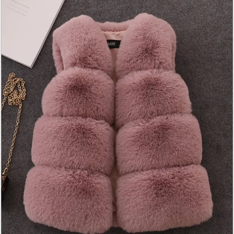 A71 new Fashion children Girls Spring and Autumn Faux Fur vest Waistcoat coat Winter Jacket Thickened Vest Jacket