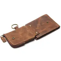 2021 Vintage Genuine Leather Men Wallets Removable Card ID Holders With Key Chain Short Bifold Male Organizer Walets Coin Bag 2