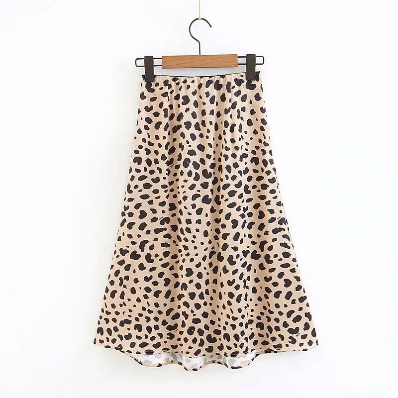 Женский леопардовый принт короткая юбка леопардовые юбки до середины икры - Цвет: BW