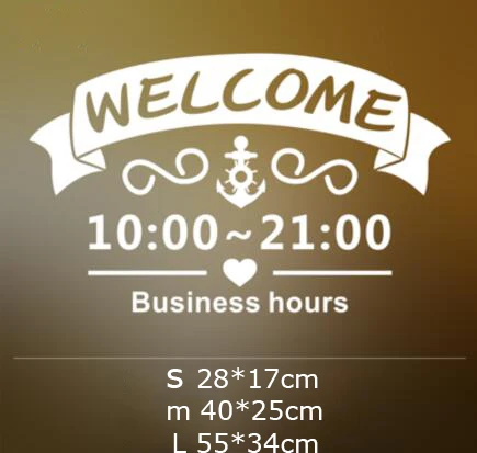 cute door glass window welcome sticker custom business time open