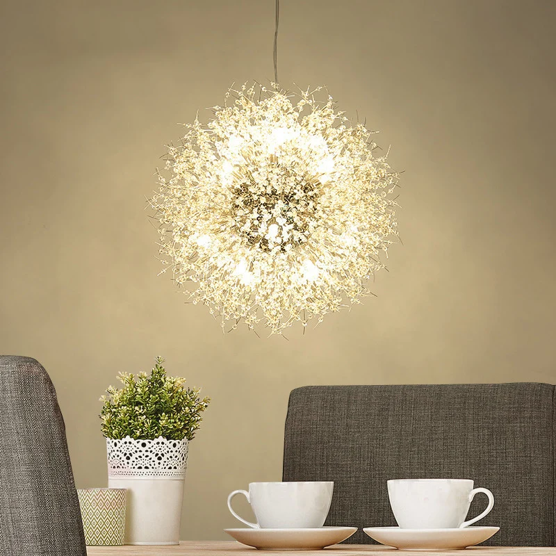 Современный хрустальный подвесной светильник, Креативный светодиодный подвесной светильник с круглым одуванчиком для ресторана, гостиной, столовой, подвесной светильник
