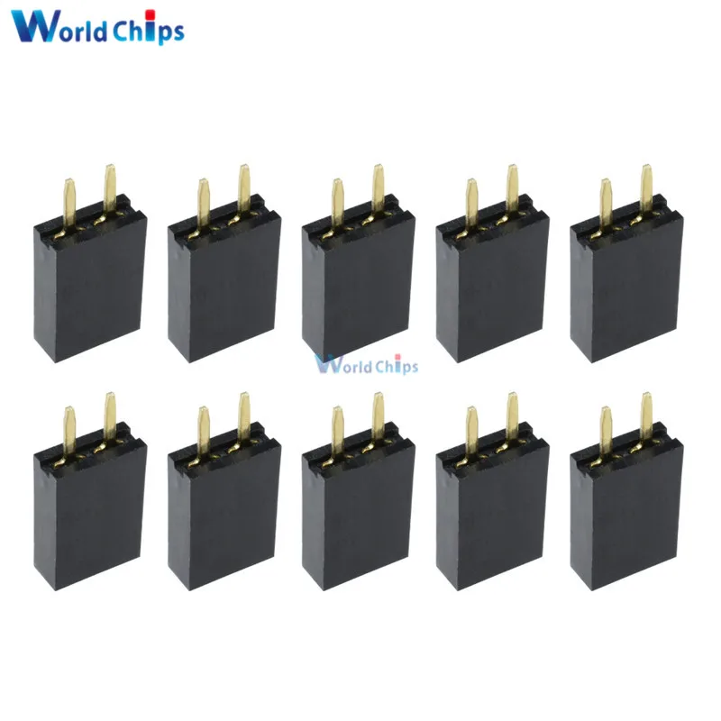 

50PCS Single Row 1x2 Pins 2.54mm Pitch Female Header Straight