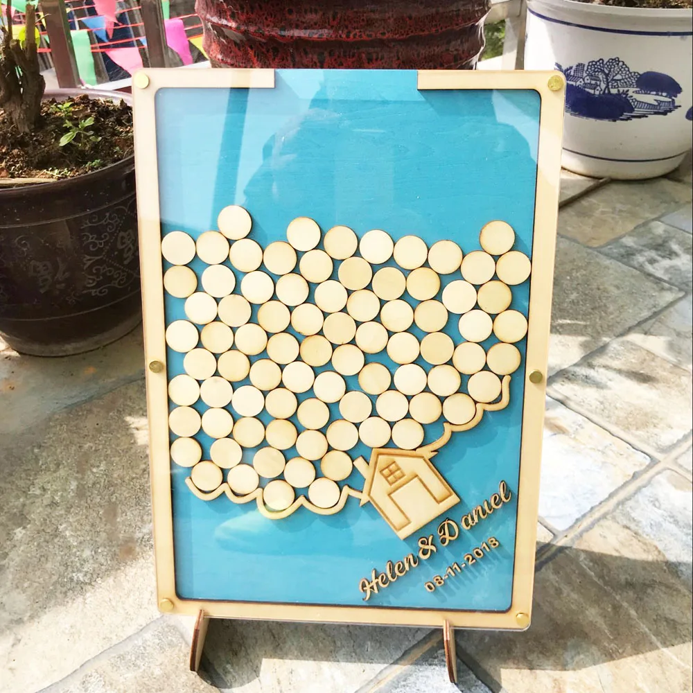 Personalized names wedding date drop box signature guestbook alternative visits drop top  alternate guests  rustic wedding gift2