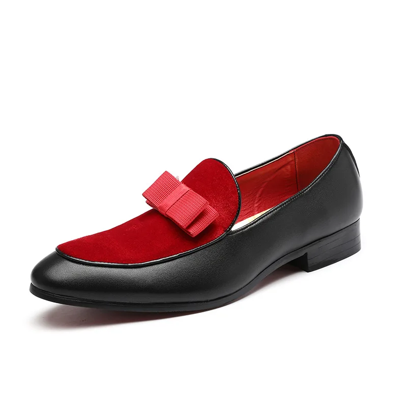 Весенний стиль 37-48, очень большие размеры, новые стильные кожаные туфли с бантиком модная мужская обувь черного и красного цвета