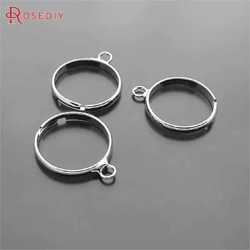 

(14880)20PCS Ring:18MM,Hole:3MM Imitation Rhodium Brass with One Hole Ring Base Rings Settings Diy Jewelry Findings Accessories