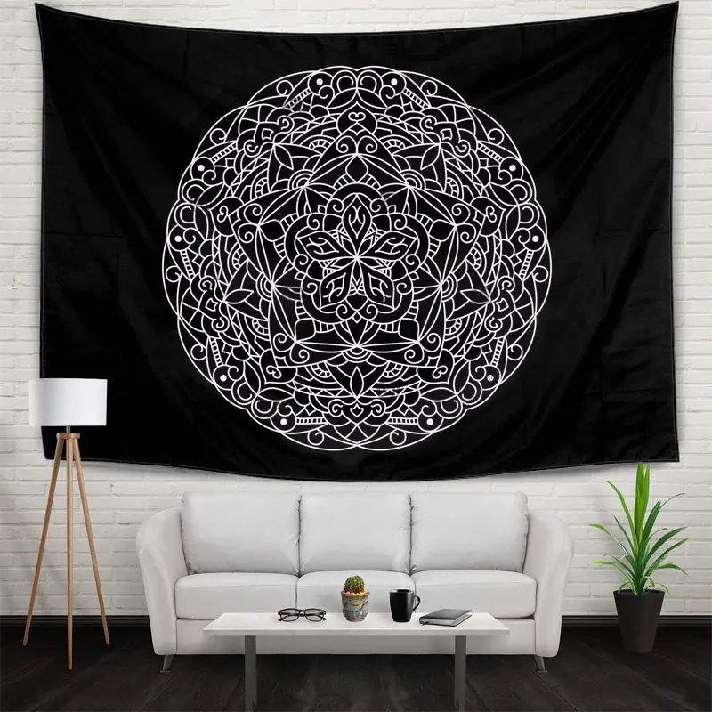 

Geometric Figure Bohemian Tapestries Wall Hanging Flower Floral Psychedelic Tapestry Living Room Decorative Banner 51"x59