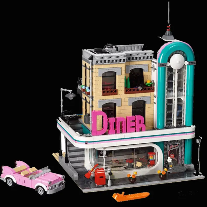 

IN STOCK XYTMC 15037 2778 Pcs streetview downtown diner LegoINGls 10260 restaurant lepin model building kits blocks bricks toys