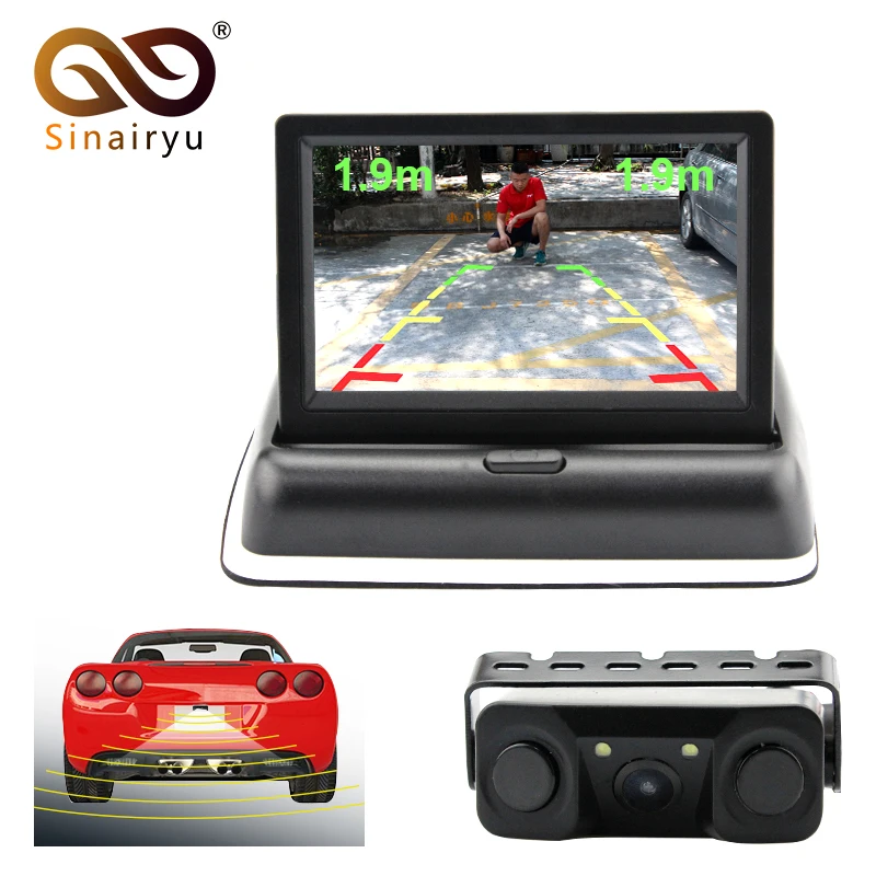 Sinairyu Car Rear view font b Camera b font Video Parking Sensor With 4 3 TFT