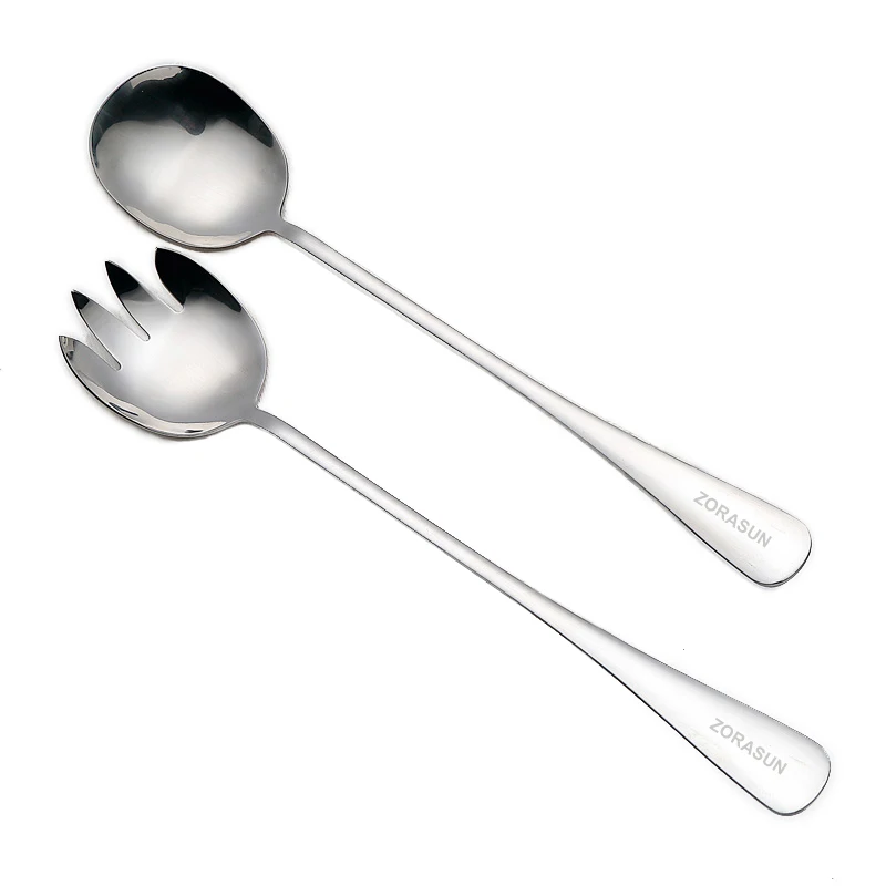 11 Inch Stainless Steel Salad Servers European Style Long Salad Spoon Fork Salad Serving Set Kitchen Pasta Tools|salad servers|salad spoonsalad tools - AliExpress