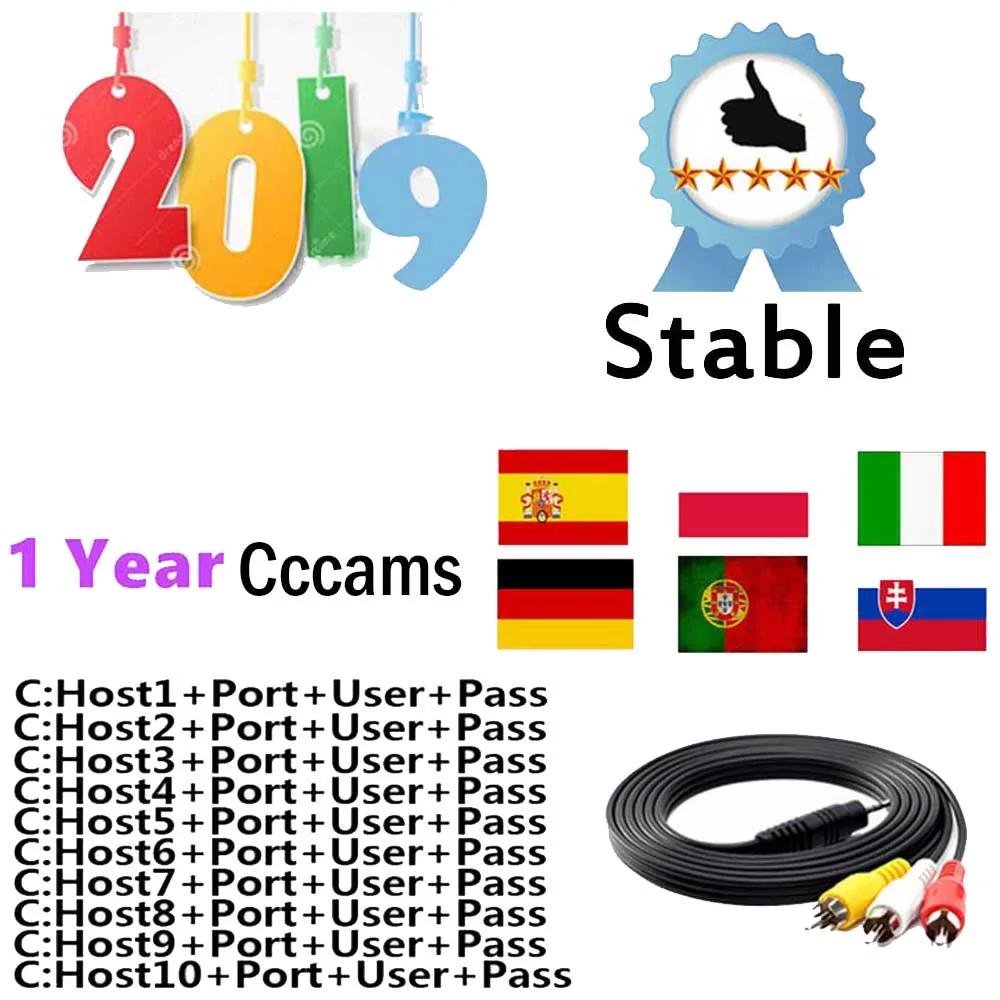 

1 Year Europe lines Spain Portugal Germany oscam Poland HD cable Cccams For DVB-S2 V7S V8 SUPER V9 Satellite tv Receiver