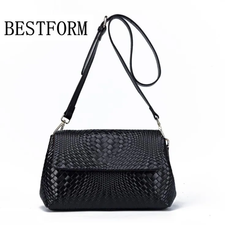 

100% leather handbag 2019 spring and summer new woven pattern shoulder bag leather diagonal bag