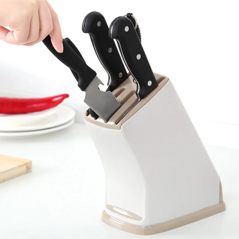 FASOTY кухонный пластиковый держатель для ножей подставки для ножей блок для хранения инструментов держатель для слива кухонный гаджет кухонные принадлежности - Цвет: Brown