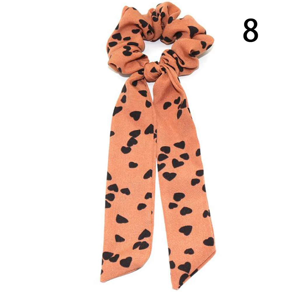 New Leopard Snake Floral Dot Streamers Scrunchies Women Hair Scarf Elastic Bow Hair Rope Ribbon Band Girls Hair Accessories - Цвет: A8