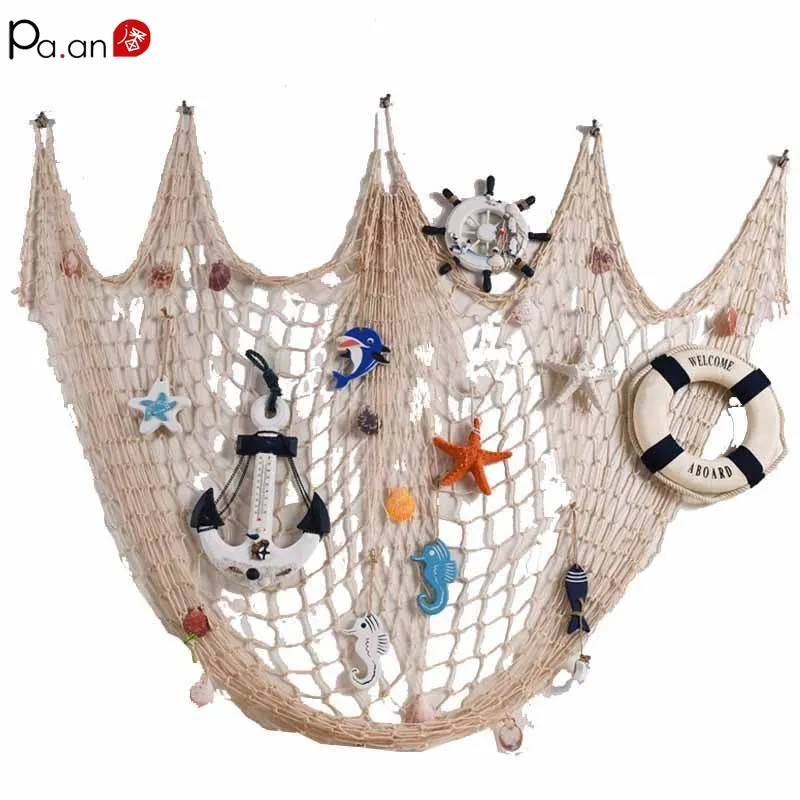 Mediterranean Fishing Net Nautical Home Decor Seashell Anchor