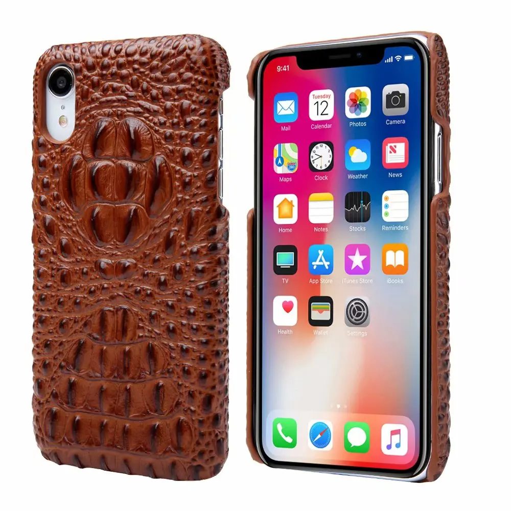 Роскошный 3D чехол для iPhone X из натуральной кожи с крокодиловой головкой чехлы Apple