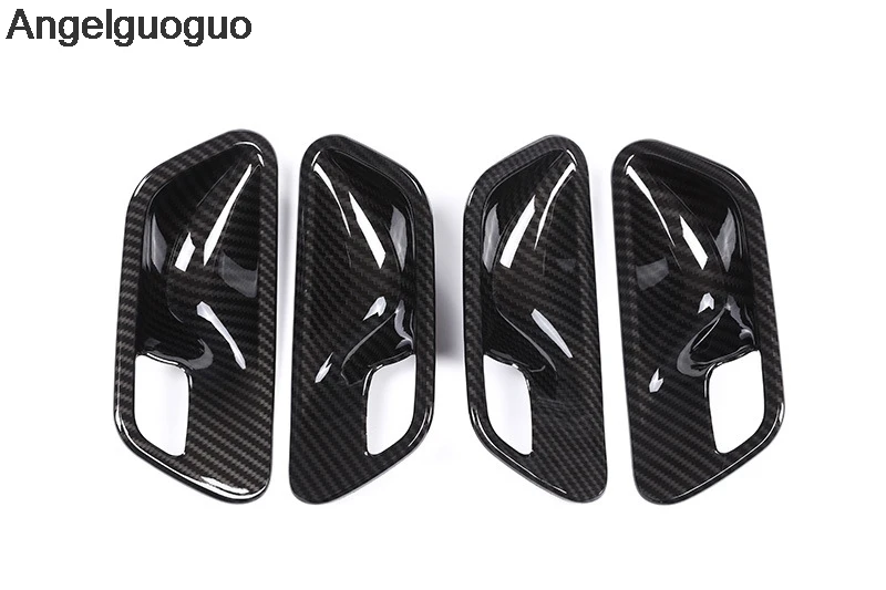 Carbon fiber style Car Inner door bowl cover door inner shake handshandle sticker for BMW 3 Series F30 F35 2013-2017