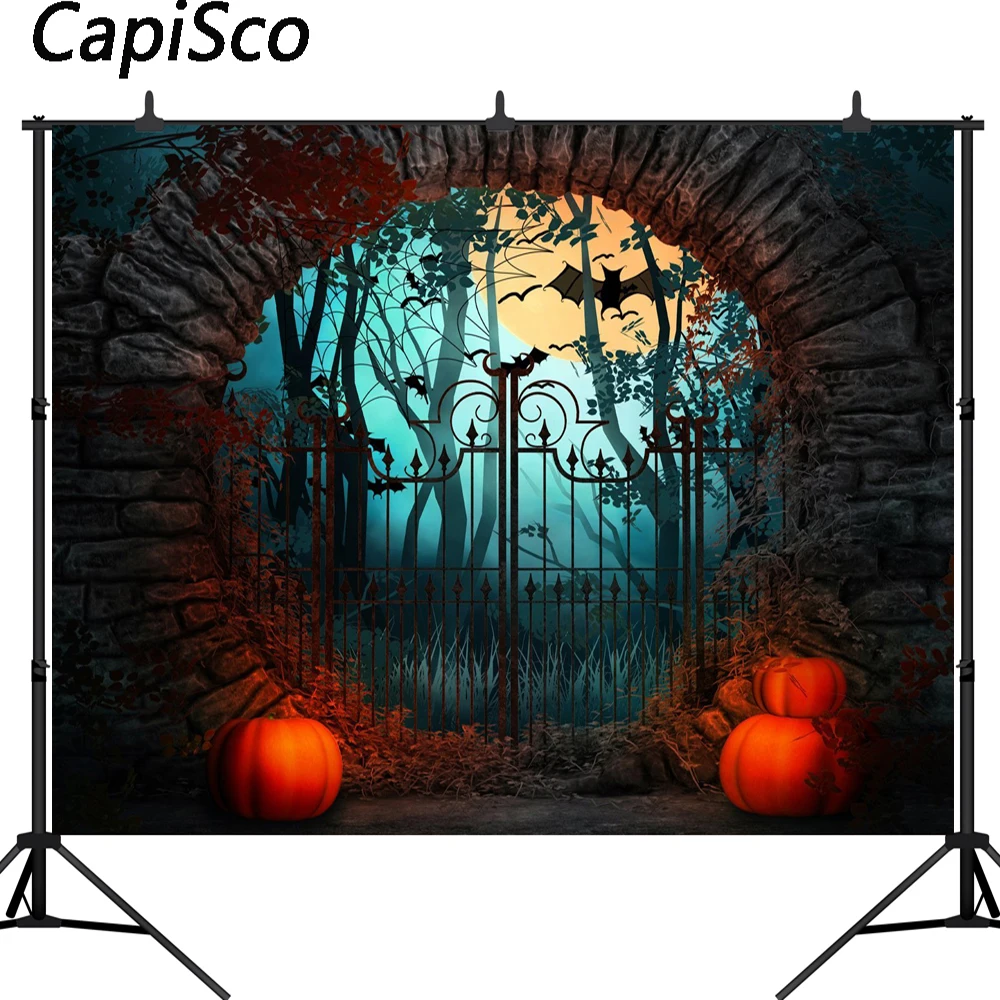 

Capisco Pumpkin Lamps bats Halloween Party Theme Customized Vinyl Photography Backdrop Photo Background Studio Prop
