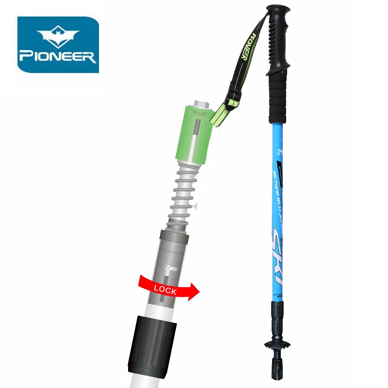 

2 Pcs/lot Pioneer Anti Shock Trekking Pole Telescopic Cane Nordic Walking Sticks Aluminum Alloy Hiking Poles Walking Cane