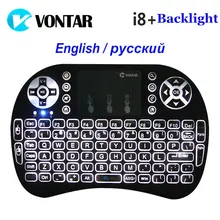 VONTAR Backlit i8+ English Russian Backlight Mini Wireless Keyboard 2.4GHz Air Mouse Gaming Touchpad for Android TV BOX Laptop
