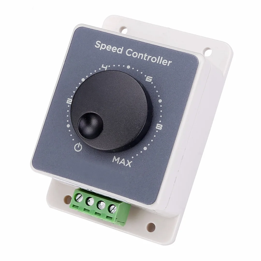1pc 20A DC Motor Adjustable Speed Controller 5%-100% PWM Speed Regulator Potentiometer with Switch Electric Machine Parts