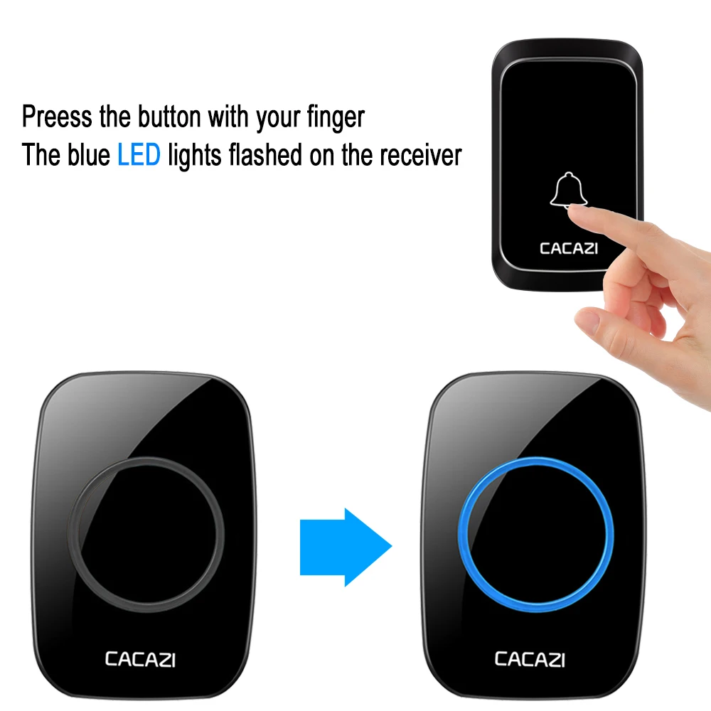 CACAZI Waterproof Wireless Doorbell DC battery-operated 4 Button x 1 Receiver 300M Remote Smart Home Cordless Doorbell Chime CACAZI Waterproof Wireless Doorbell DC battery-operated 4 Button x 1 Receiver 300M Remote Smart Home Cordless Doorbell Chime