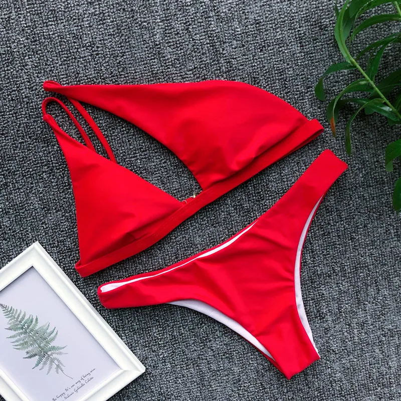 Пикантные одно плечо комплект бикини купальник mujer красные женские купальники стринги ванный maillot de bain femme