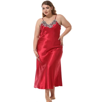 

Sexy V-Neck Spaghetti Strap Nightgown Long Style Home Dress Nighty Burgundy Female Nightwear Nightdress Rayon Sleepwear M-XXL