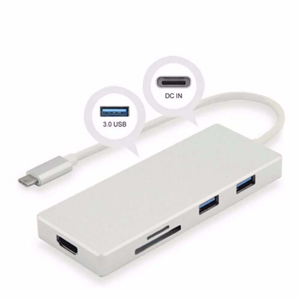 

USB 7 in 1 USB Type-C HUB 3.0 External 7 Port USB Splitter with Micro USB Power for PC Laptop Computer Accessories
