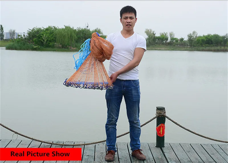 Upgraded Flying Disc American Hand Cast Fishing Net with Lead Sinkers 480cm Throw Net Fishing Tools (8)