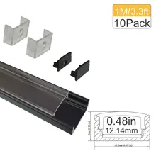 10sets/lot,1M clear led aluminum profile for 12mm pcb channel system 5050 3528 strip lights with covers