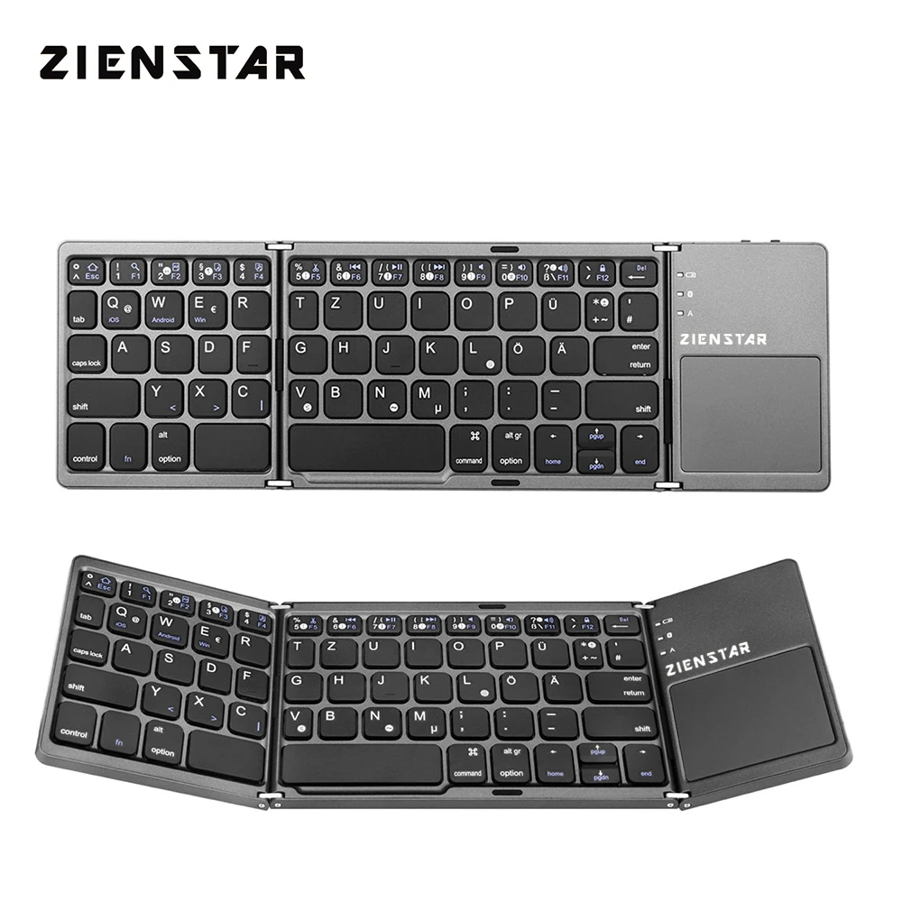 Zienstar German Letter Tri-Folding Wireless Bluetooth Keyboard with Ttouchpad for ipad/Iphone/Macbook/PC computer/Android tablet
Zienstar German Letter Tri-Folding Wireless Bluetooth Keyboard with Ttouchpad for ipad/Iphone/Macbook/PC computer/Android tablet