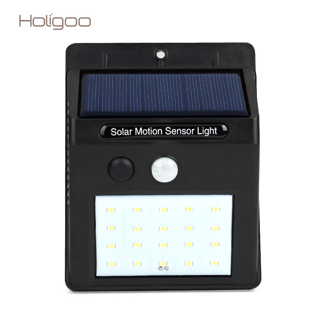 Holigoo Outdoor LED Solar Lamp 20 Light Security Power Sunlight Energy For Garage Wall Street Yard Garden | Лампы и освещение