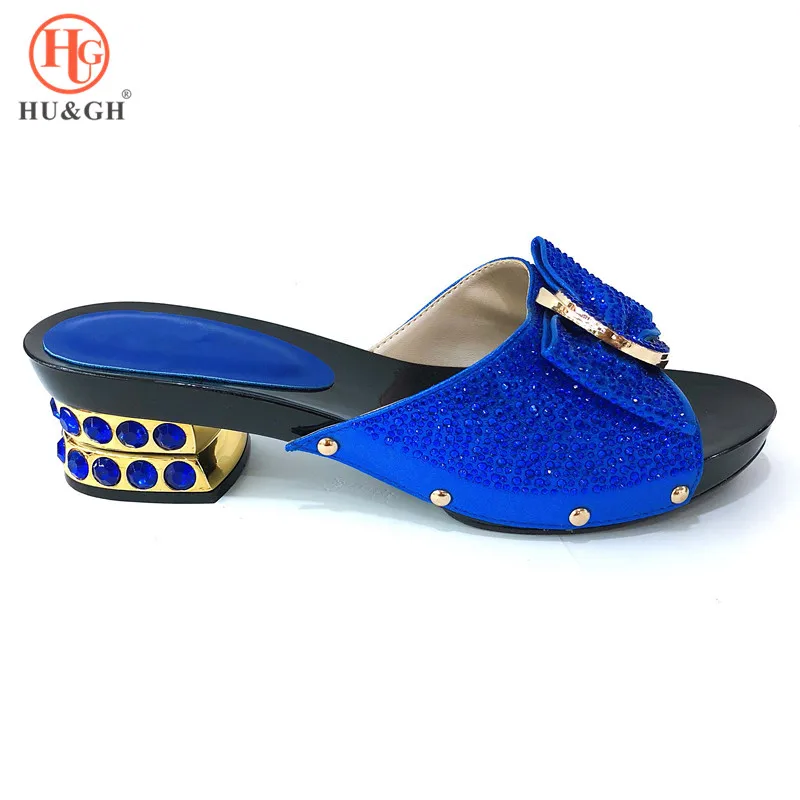 

2019 Newest Itlaian Design Shoes Women Luxury Nigerian Women Wedding Slipper Luxury Sandals Women African Party Pumps Low Heels