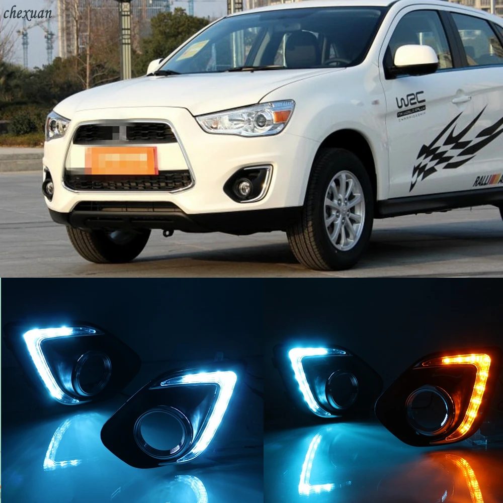 2 шт. LED DRL Габаритные огни для Mitsubishi ASX 2013 2014 2015 12V ABS колпак противотуманных фар с