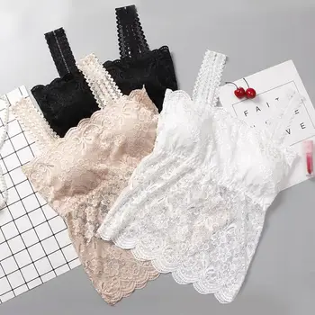 

Women Floral Cami Padded Tank Top Cropped Top Women's Bra Sexy Lace Cami Bralette