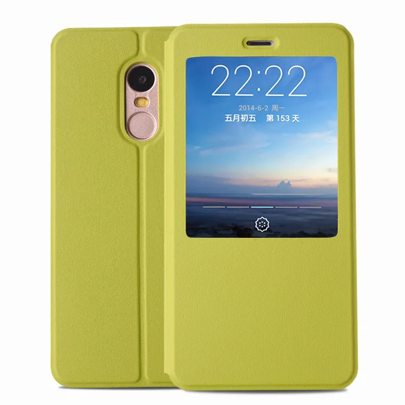 

6 Color Smart Cover Leather Case For Xiaomi Redmi Note 4X 5.5'' Flip Phone Pouch For Xiaomi Redmi Note4 Free Shpping Wiew Window