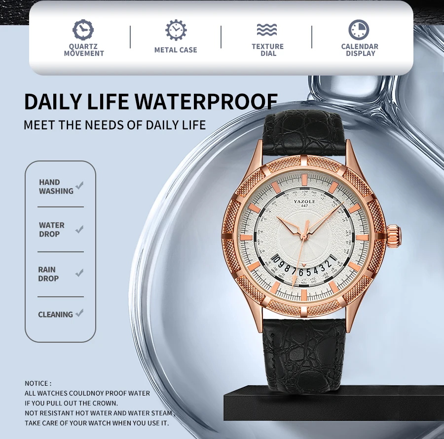 Men Luxury Leather Business Analog Quartz Wrist Watch Waterproof