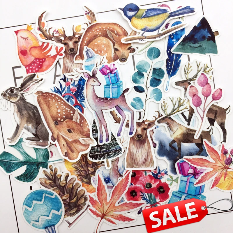 

38pcs Hand drawing Mysterious fawn David's deer sticker scrapbooking/bullet journal stickers Magic adesivo stationery naklejki