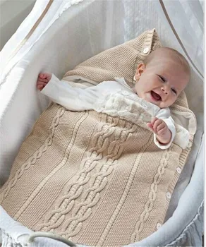 

Baby Swaddle Stroller Accessories Toddler Baby warm strollers bag swaddle wrap infant sleeping bag Crochet blanket slaapzak