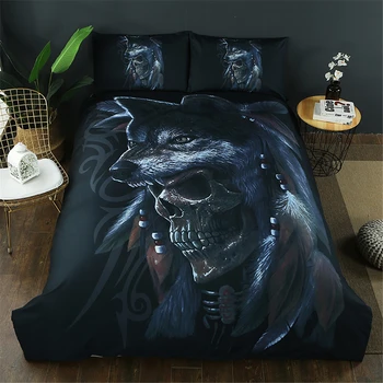 

3D HD Printed Beauty Skull/Cat Bedding Sets 3 Pieces US Twin/CN Queen/EU Double/AU King/US King Size