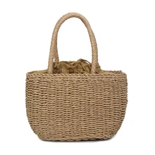 EaseHut Boho Летний пляж соломенная сумка на шнурке для женщин ручной работы роскошный дизайнерский отпуск сумка из ротанга Tote