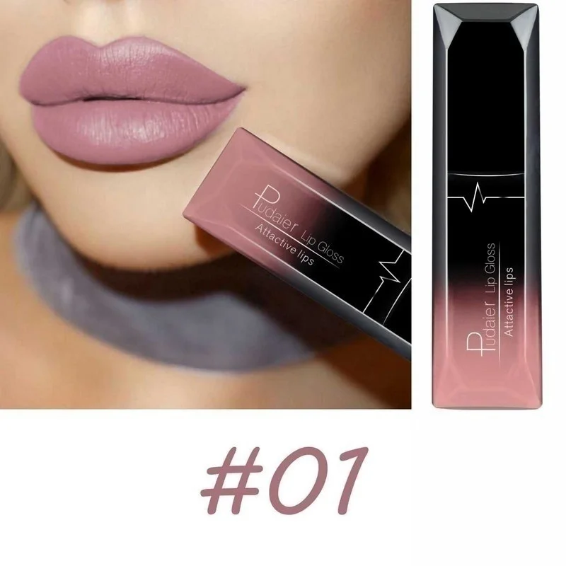 PUDAIER Matte Lipstick Waterproof Nude Velvet Glossy Lip Gloss Lipstick Lip Balm Sexy Red Lip Tint 21 Colors Women Makeup Gift