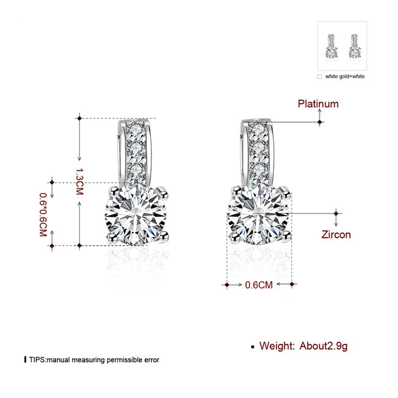 Vintage AAA zircon Crystal stud earrings for women boucle d'oreille femme pendientes  jewelry christmas austrian crystal DE39 (1)