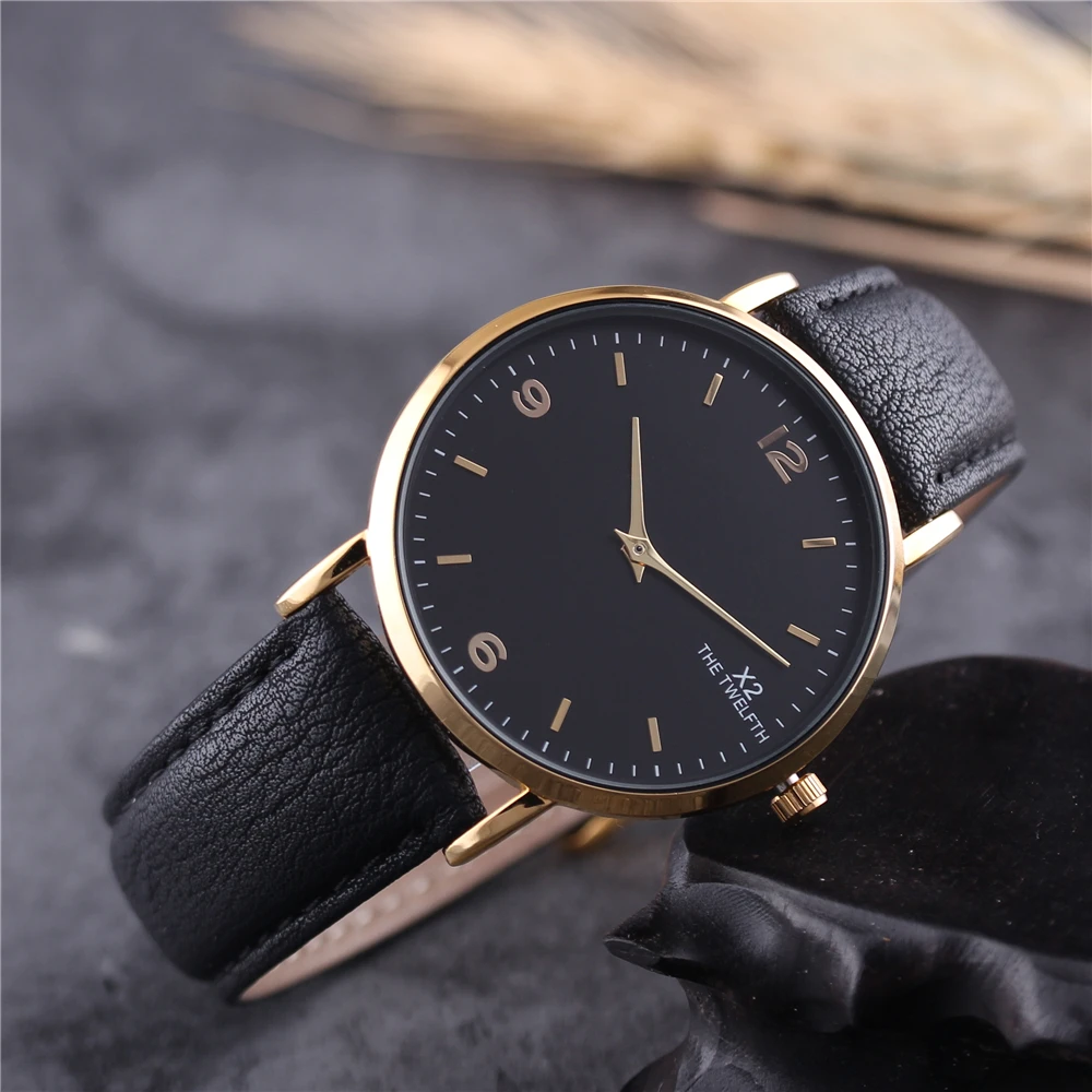 X2, двенадцатый,, роскошные часы для мужчин и женщин, Черное золото, повседневные кварцевые часы из искусственной кожи, часы 40 мм, Relojes Mujer Montre Femme