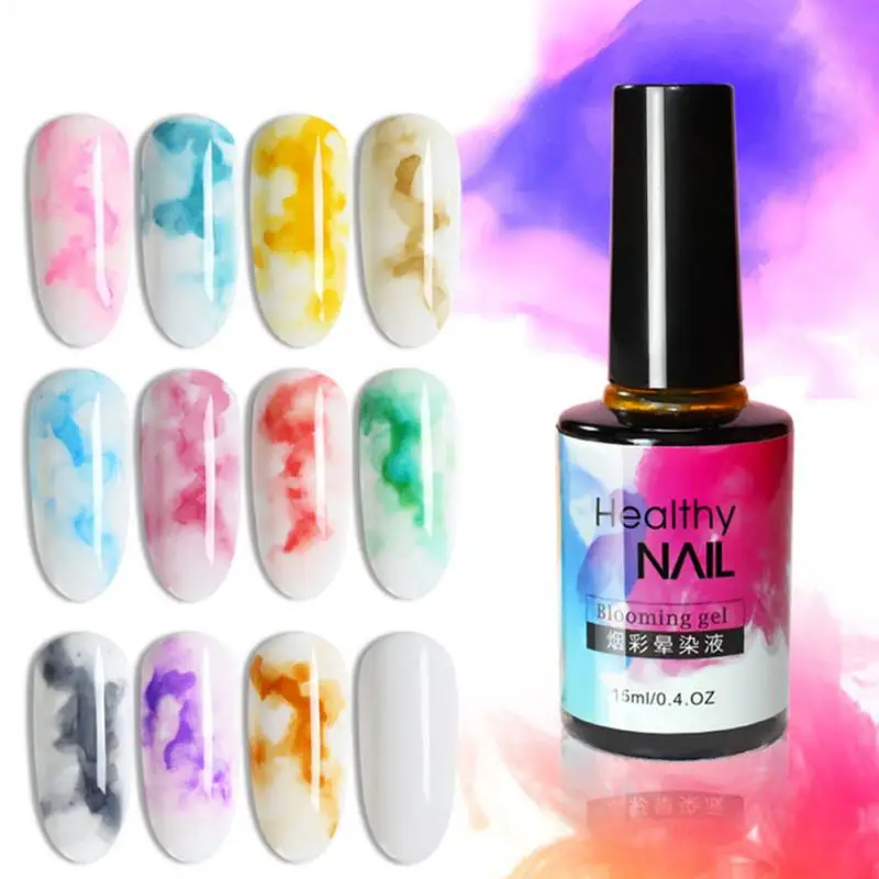 

Fast Dry　Nail ink smudge Liquid Professional Blooming Gradient DIY Watercolor Smudge Bubble Ink Nail Art Nail Polish 15ml
